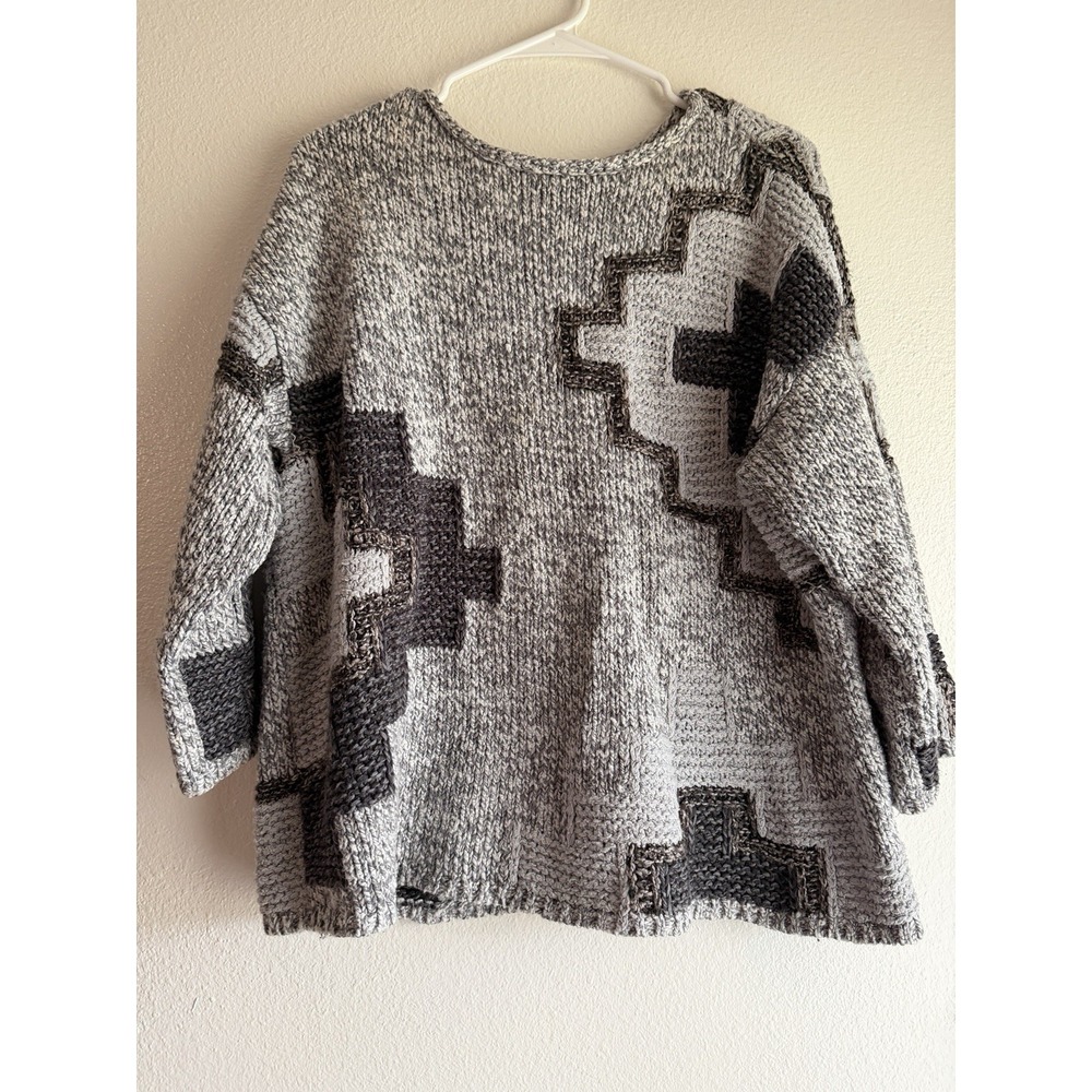 J Jill Womens Chunky Sweater Small Southwestern Knit Relaxed Aztec Cotton Blend